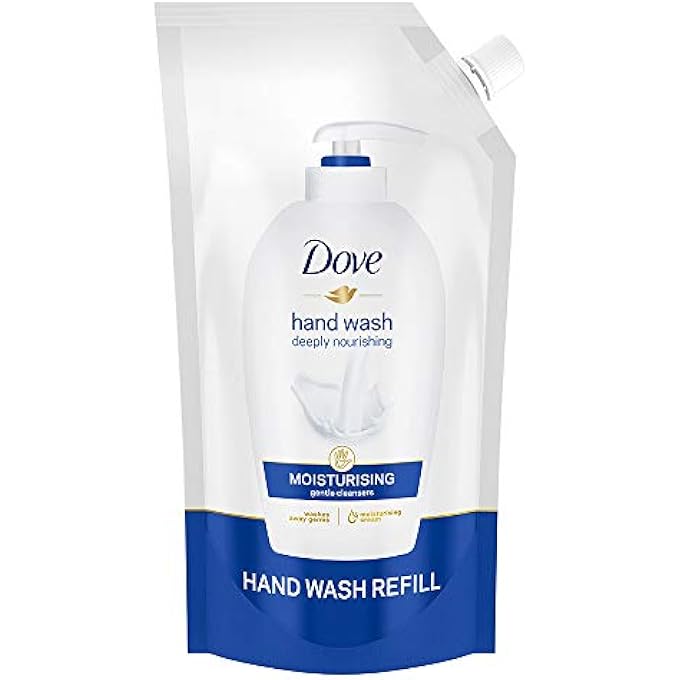 Dove MOISTURISING LIQUID HAND WASH 900 ML REFILL, GENTLE CLEANSER FOR SOFT HANDS, LIQUID HAND SOAP SUITABLE FOR SENSITIVE SKIN SUPER SAVER OFFER PACK, MULTI, 900 ML (PACK OF 1) - Image 1